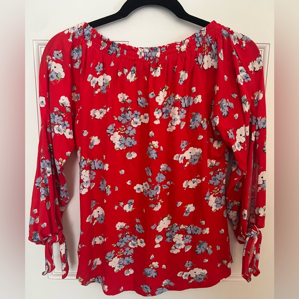 Ralph Lauren Red Floral Print Top